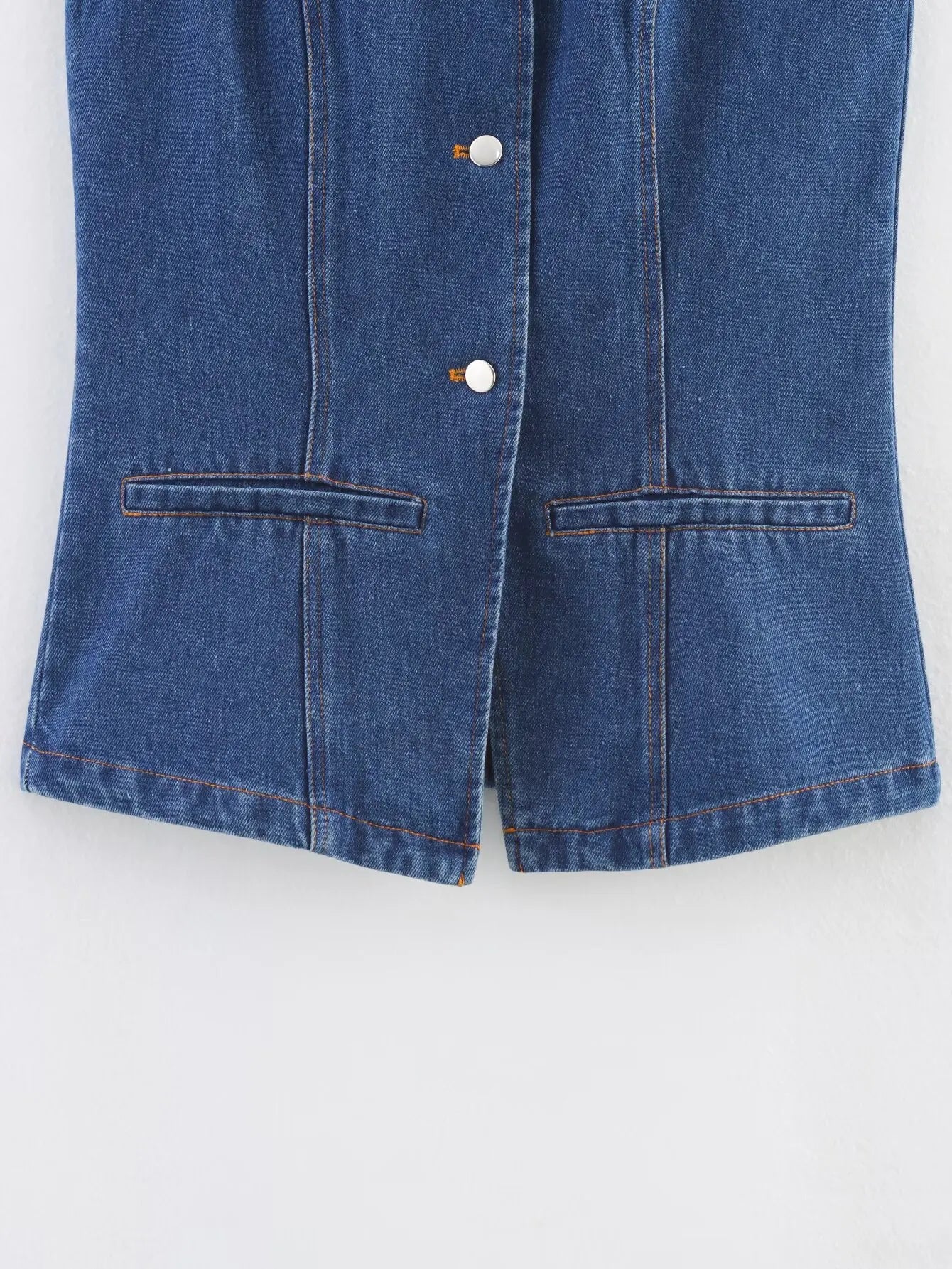 A&A Single Breasted Sleeveless Denim Vest Top