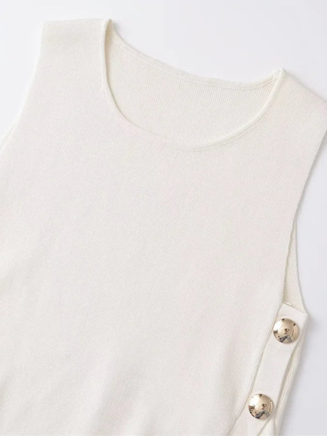 A&A Sleeveless Side Buttons Knit Vest