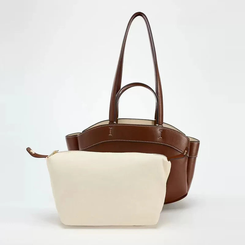 A&A Anna Faux Leather Tote Shoulder Bag