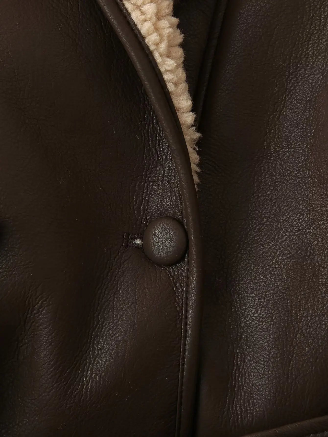 A&A Faux Leather Belted Shearling Coat