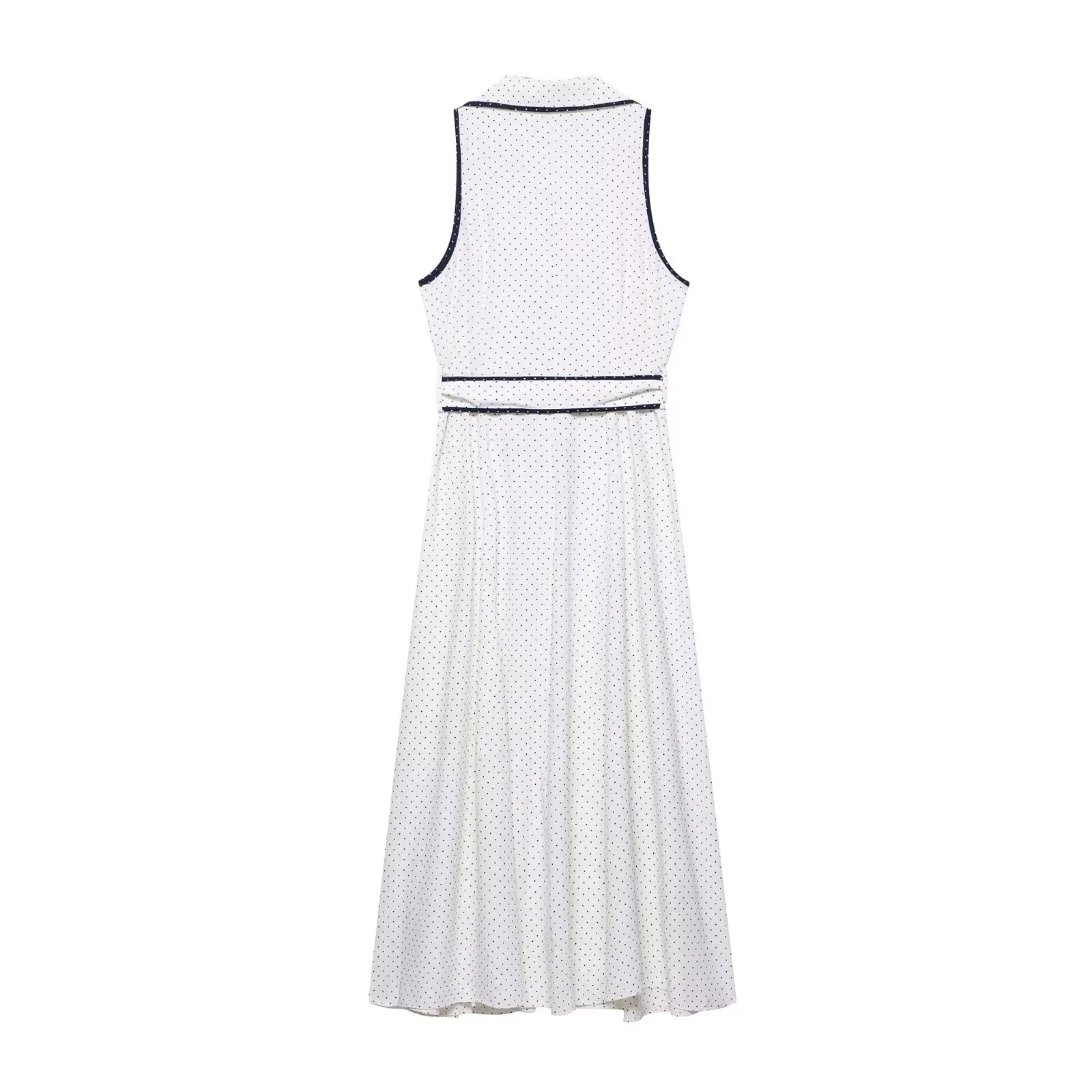 A&A Taliah Polka Dot Belted Midi Shirt Dress