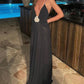 A&A Sheer Deep V Neck 3D Flower Backless Slip Maxi