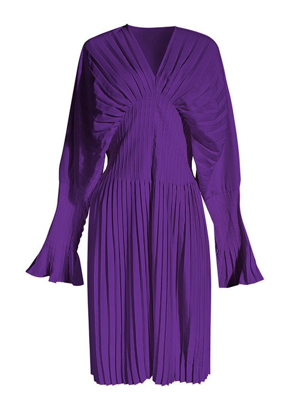 A&A Summer Pleated Dress - Purple / S A&A Summer Pleated Dress - Purple / S
