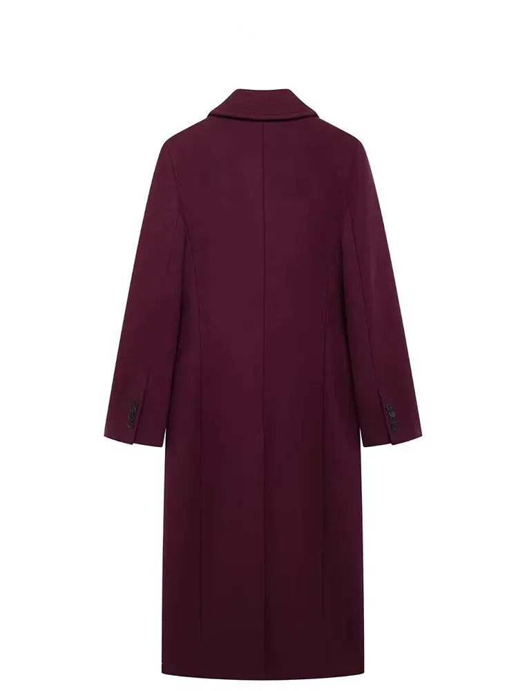 A&A Bordeaux Oversized Double Breasted Wool Blend Coat