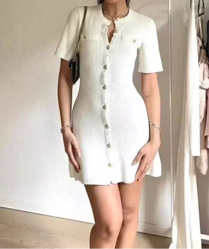 A&A Sienna Knitted Button Down Mini Dress