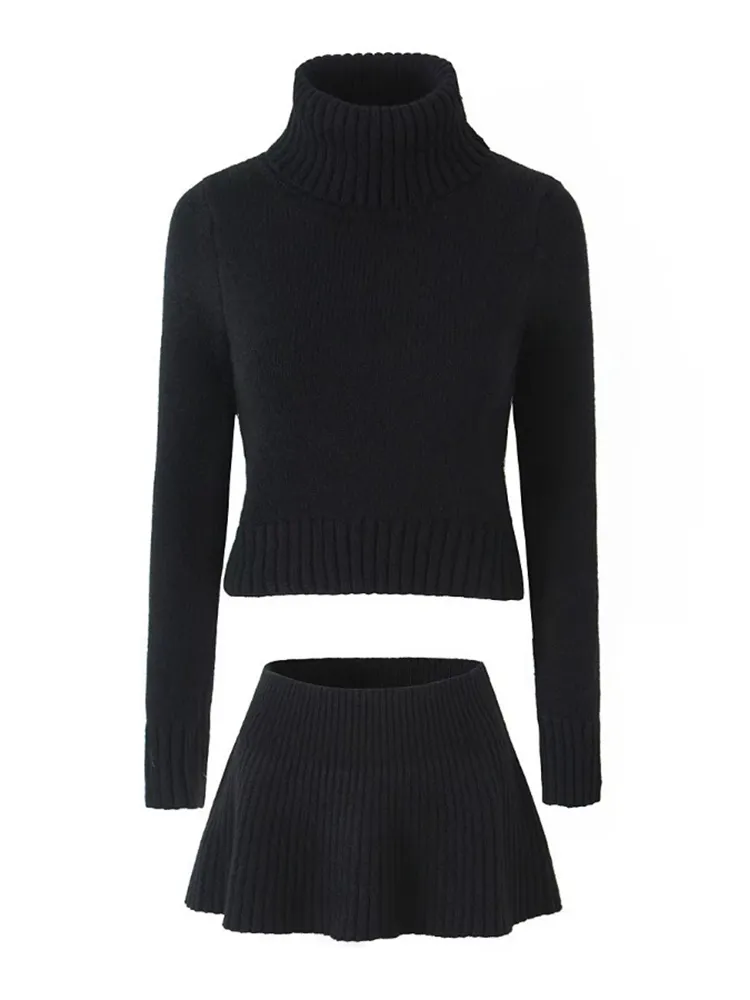 A&A Knitted Sweater Mini Skirt Two Piece Set