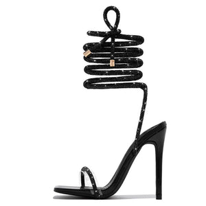 A&A Crystal Ankle Cross Strap Heels