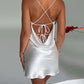 A&A Satin Backless Mini Dress