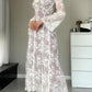 A&A Luxe Vintage Square Collar Lace Long Sleeve Maxi Dress