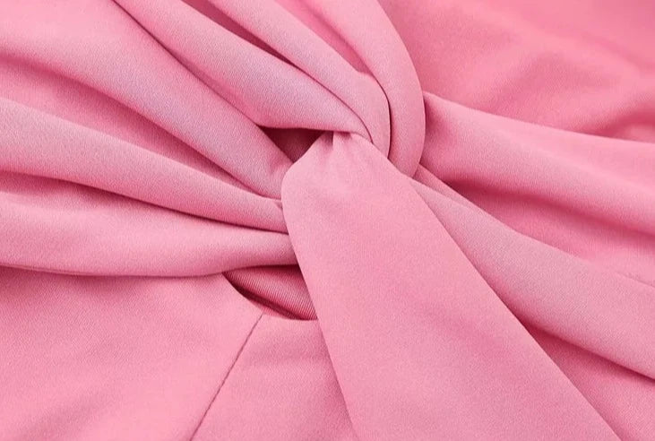 A&A Halter Neck Backless Slit Sweet Pink Midi Dress