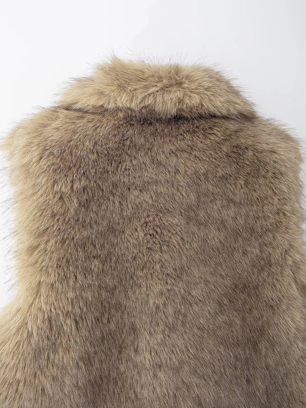 A&A Beige Faux Fur Vest with Collar