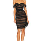 A&A Off The Shoulder Mesh Ruched Midi Bodycon  Dress