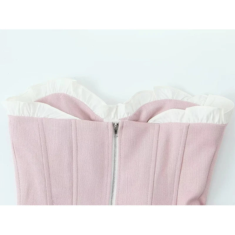 A&A Zelia Sweetheart Ruffle Trim Corset Top