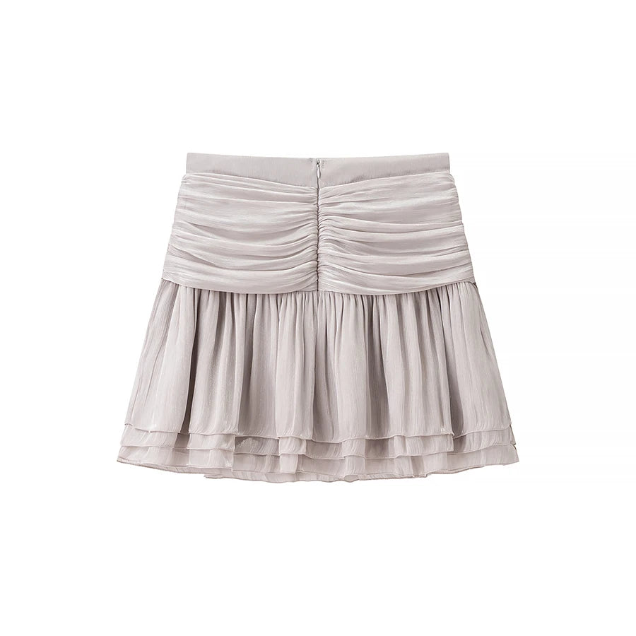 A&A Aurelise Bow Tie Blouse & Ruched Mini Skirt Set