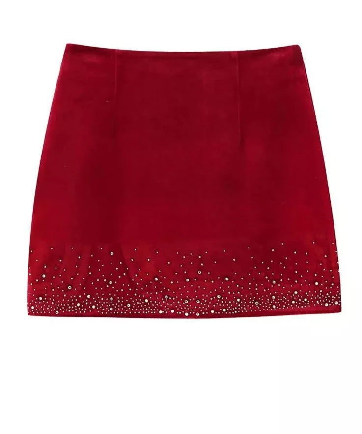 A&A Sequined Velvet Mini Skirt