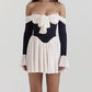 A&A Elegant Off The Shoulder Bow Tie Flared Sleeve Mini Dress