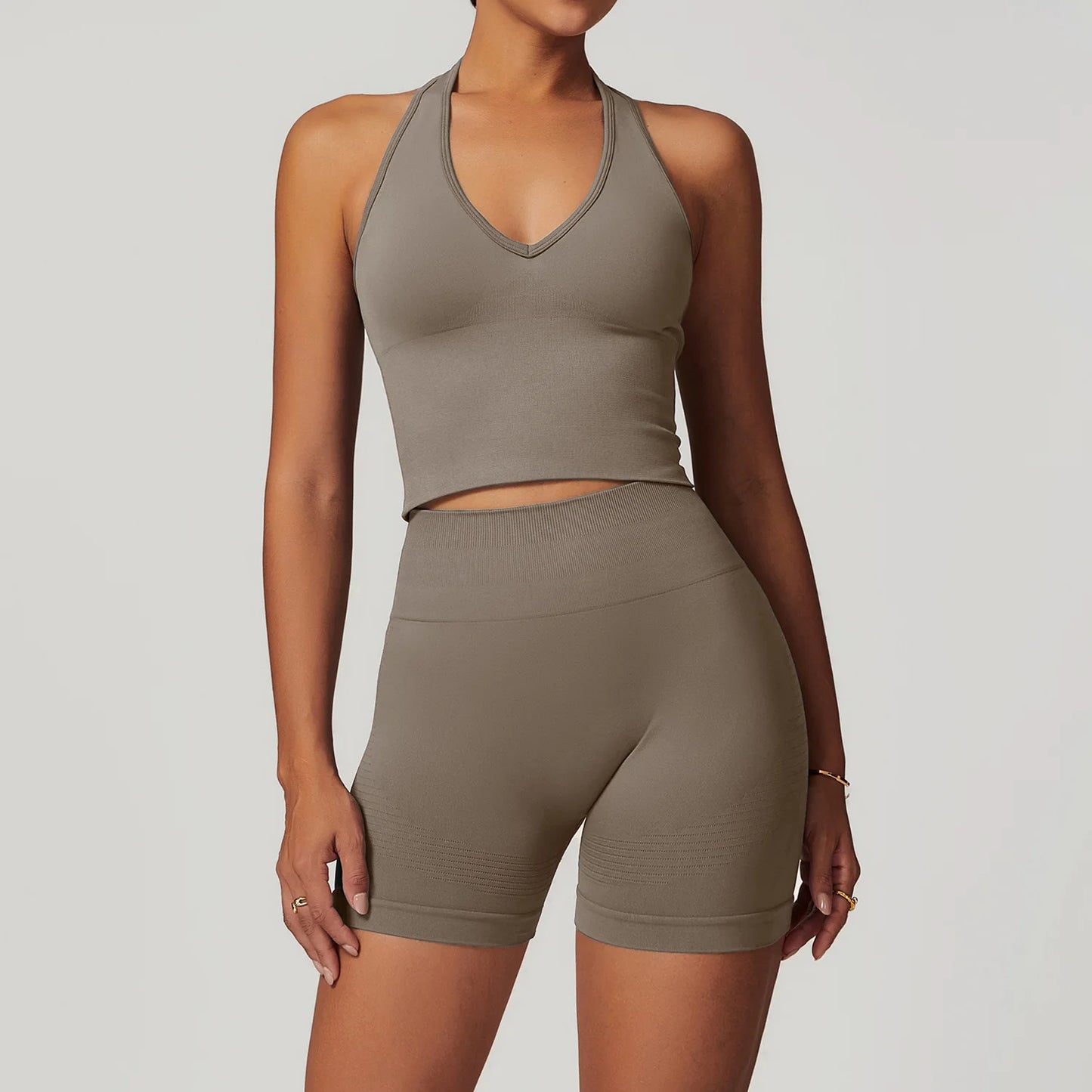 A&A ProSculpt Halter Top & Scrunch Shorts Set