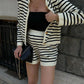 A&A Striped Knit Cardigan & Shorts Two Piece Set