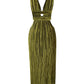 A&A Luxe Elegant Luxury Sleeveless  Plunge V-Neck Pleated Maxi Dress