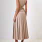 A&A Notched Elegant Collar Vest And Pleated Maxi Skirt Set