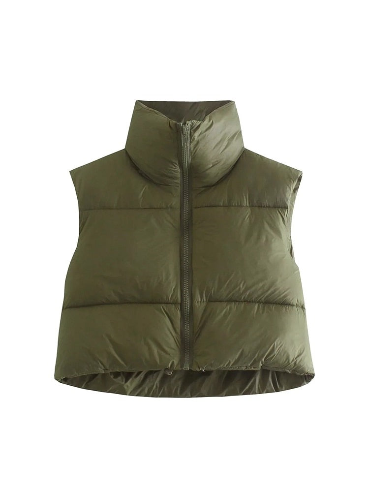 A&A High Neck Padded Cropped Gilet