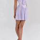 A&A Lilac Off-shoulder Pleated Mini Dress