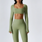 A&A Flexi Flare Scrunch Leggings & Long Sleeve Crop Top Set