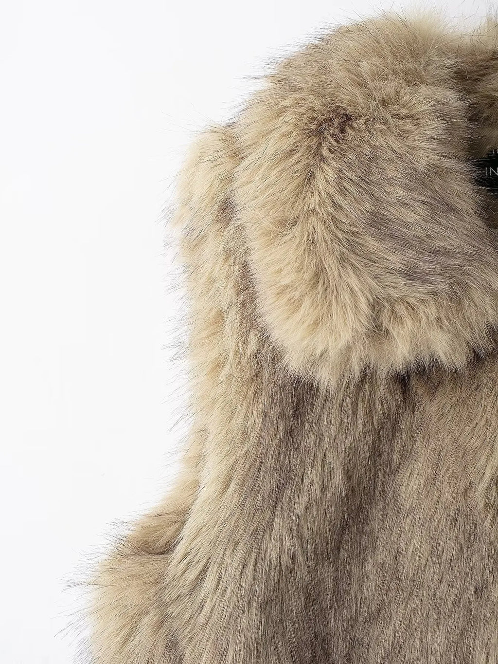 A&A Beige Faux Fur Vest with Collar