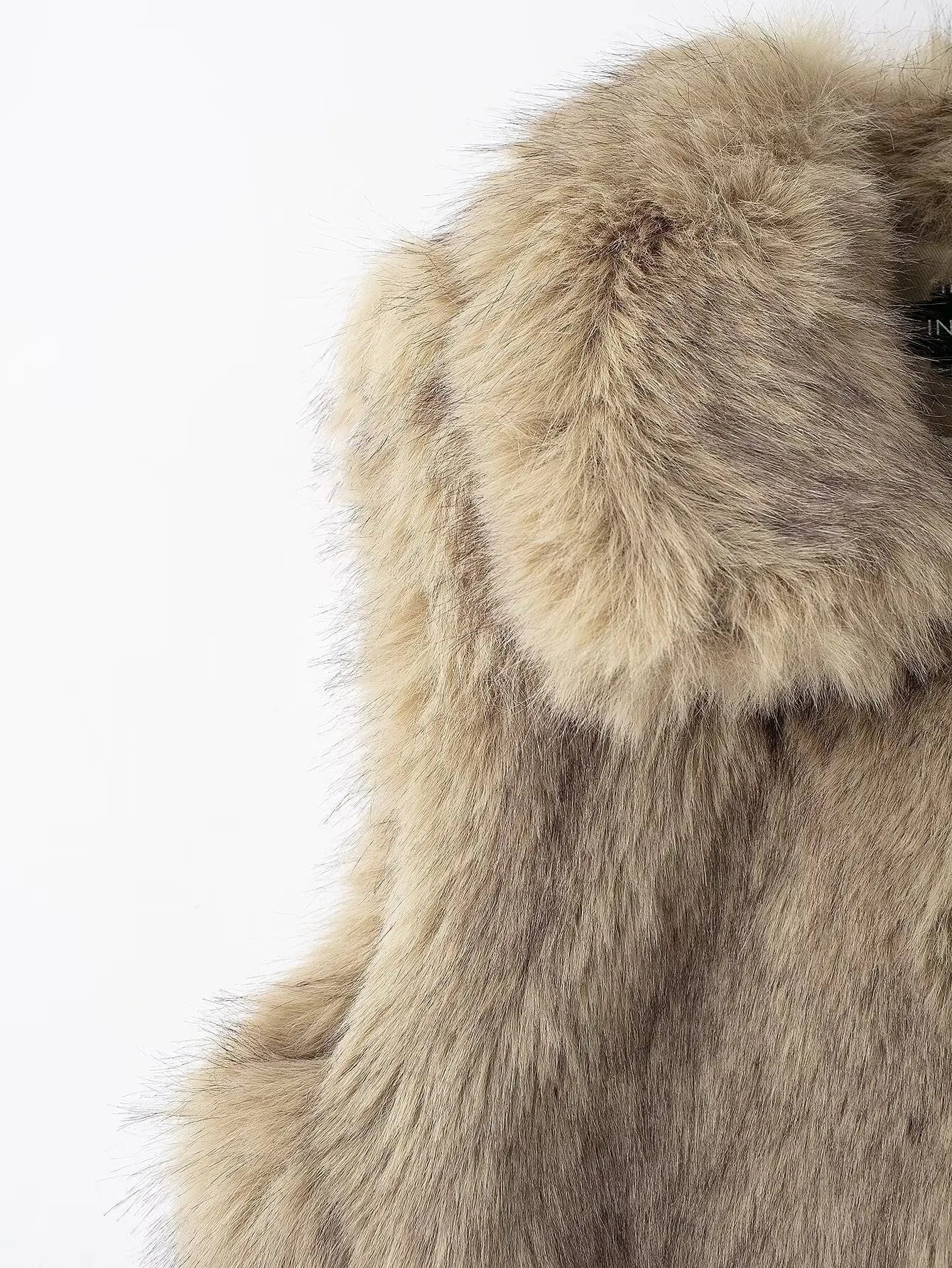 A&A Beige Faux Fur Vest with Collar