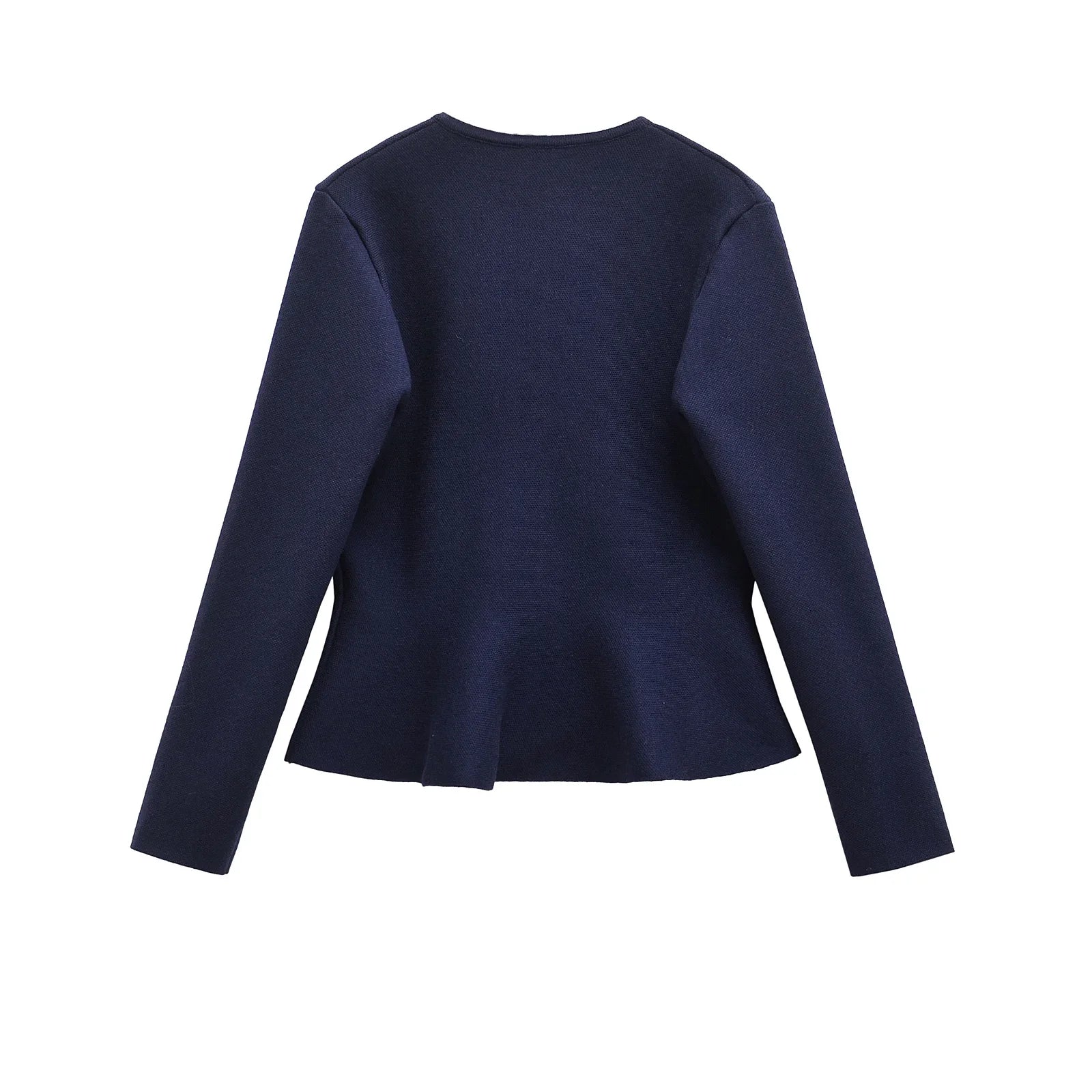 A&A Navy Knit Flare Hem Long Sleeve Cardigan