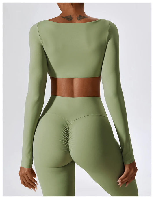 A&A Flexi Flare Scrunch Leggings & Long Sleeve Crop Top Set