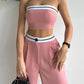 A&A Cropped sleeveless Vest Two-piece Wide Leg Trouser Set