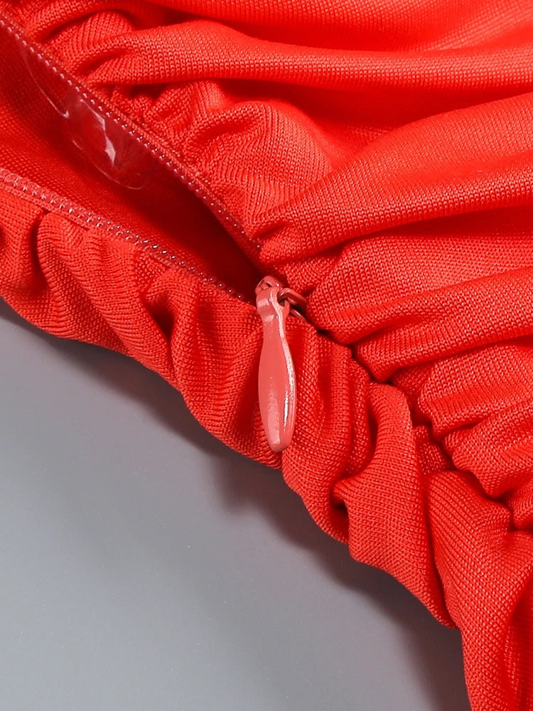 A&A Kaelis One Shoulder Twist Knot Draped Mini Bodycon Dress