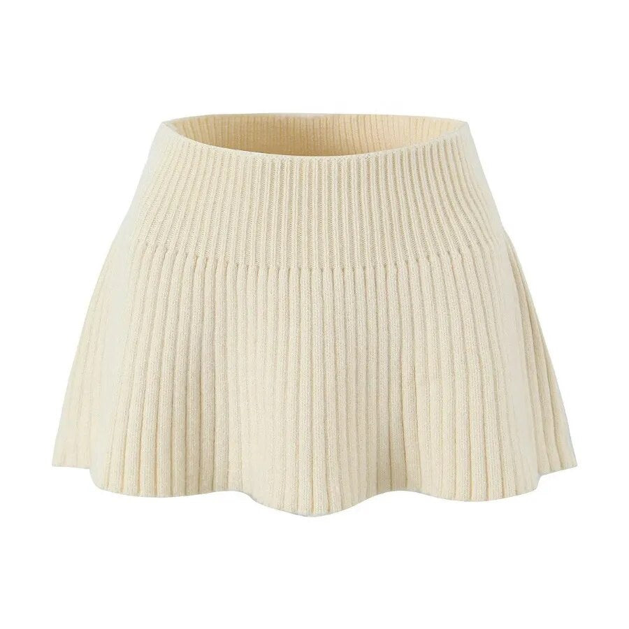 A&A Knitted Sweater Mini Skirt Two Piece Set