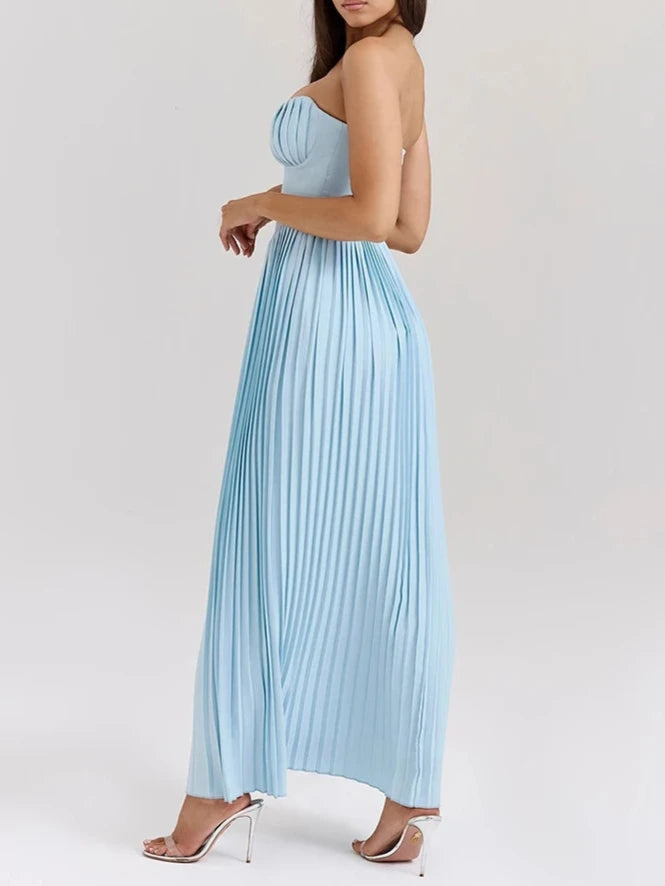 A&A Luxe Strapless Pleated Maxi Dress