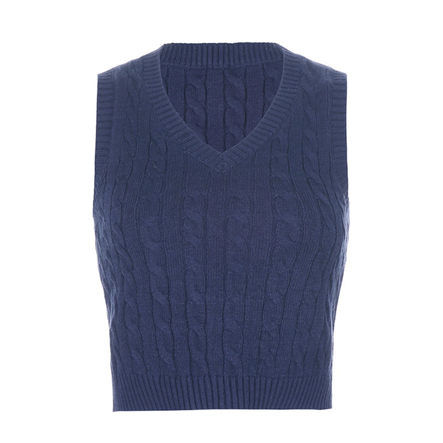 A&A Sweater V-Neck Retro Style Sleeveless Pullover