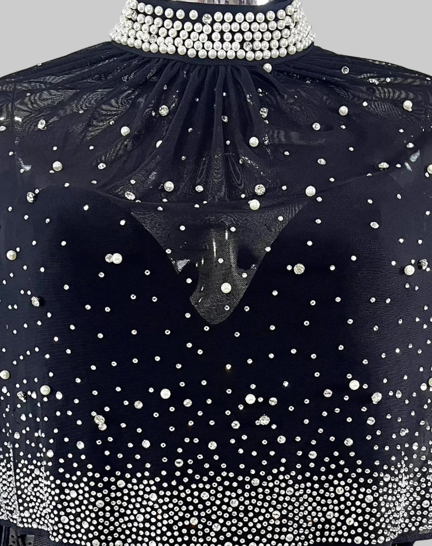 A&A Luxe Embellished Diamonte Draped Cape Maxi Dress