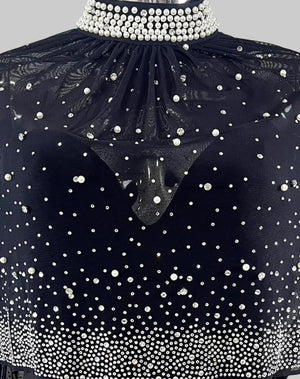 A&A Luxe Embellished Diamonte Draped Cape Maxi Dress