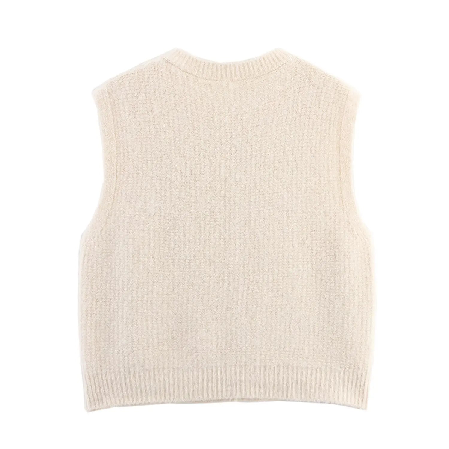 A&A Neutral Knit Vest with Rainbow Buttons