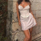 A&A Lace Satin Slip Mini Dress with Corset Style