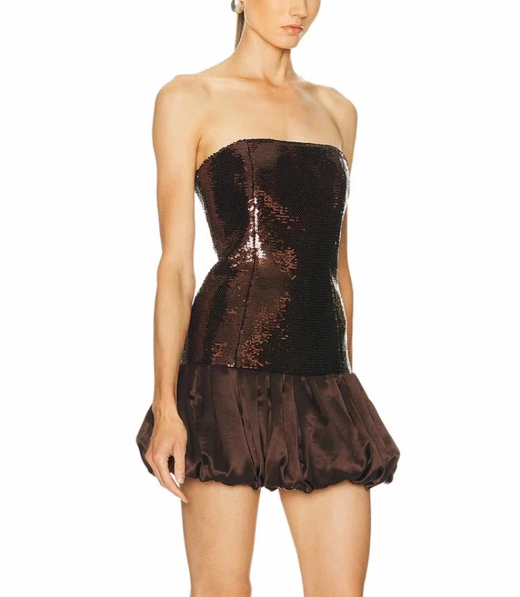 A&A Luxe Auburn Sequin Strapless Mini Dress