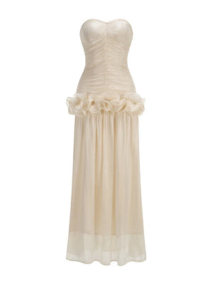 A&A Virella Sweetheart Ruched Chiffon Midaxi Dress