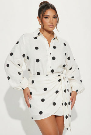 A&A Hyacinth Polka Dot Mini Skirt & Shirt Set