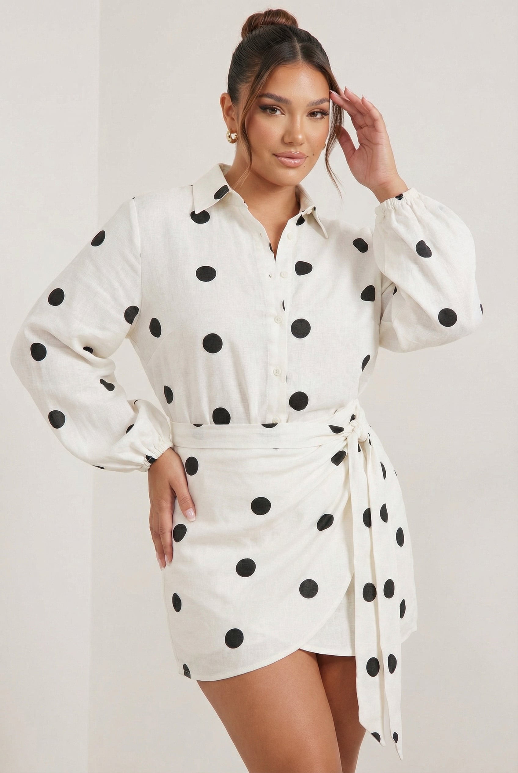 A&A Hyacinth Polka Dot Mini Skirt & Shirt Set