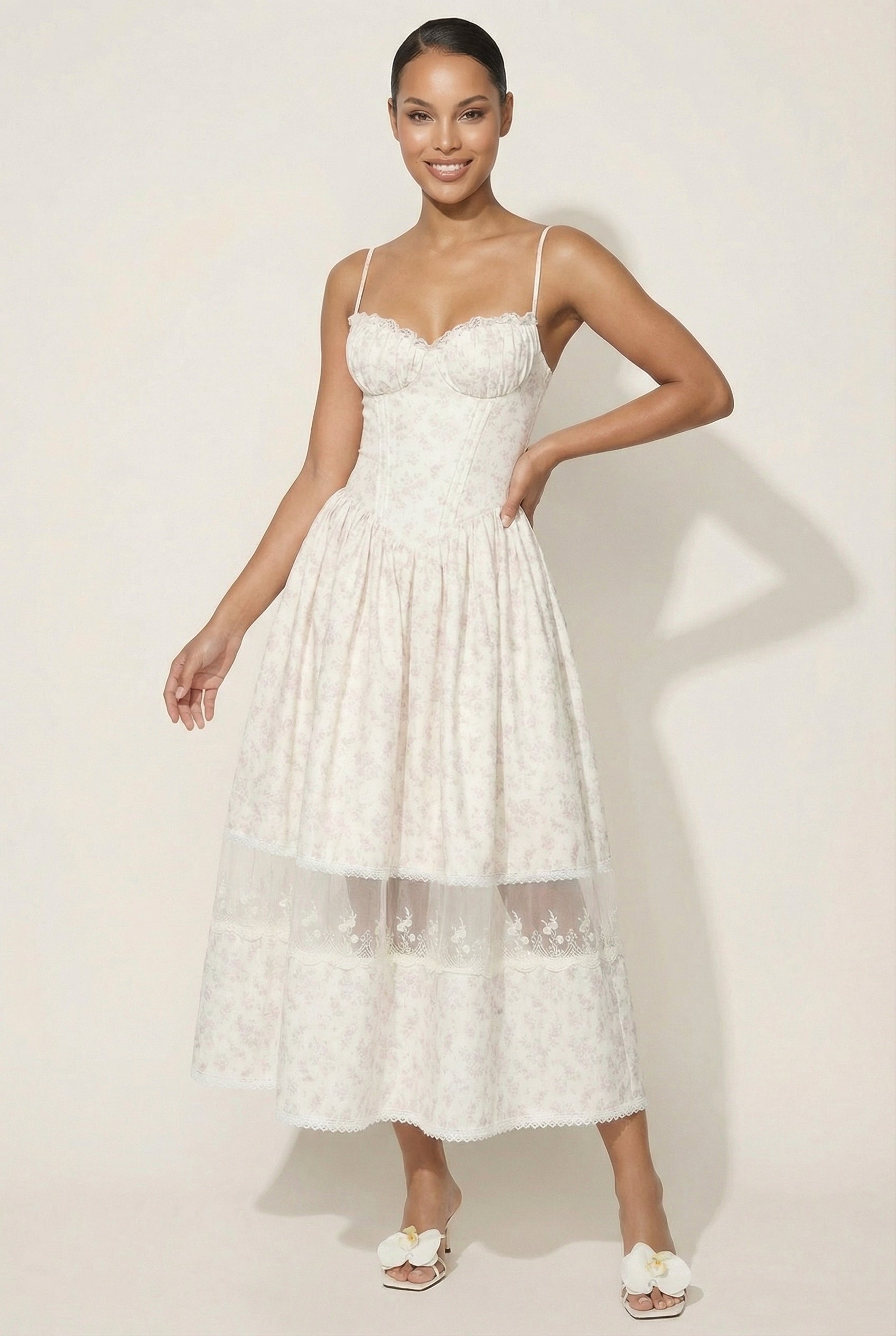 A&A Luxe Mirelle Floral Lace Midaxi A-Line Dress