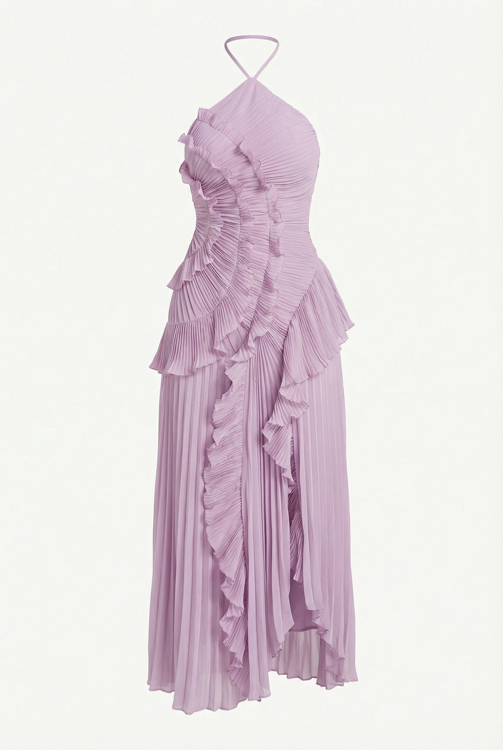 A&A Luxe Wisteria Maxi Flower Ruffled Halter Neck Dress