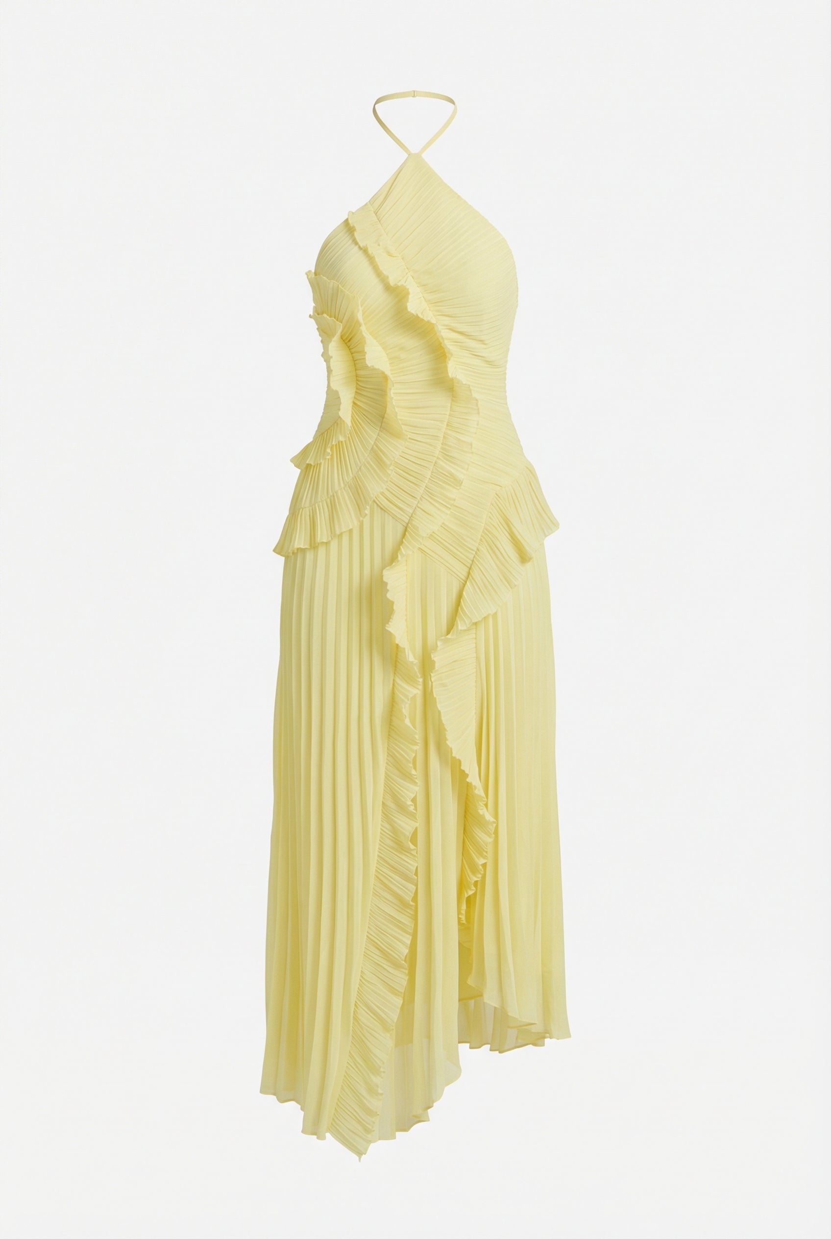 rib knit dress grey Ruffled Halter Neck Maxi Dress (9 colors) Caramel / S