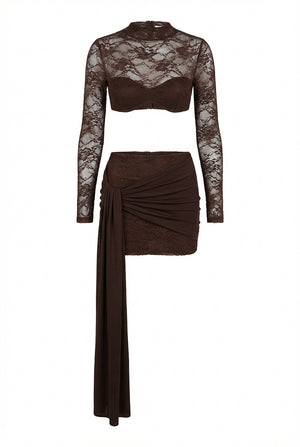 A&A Zinnia Lace Crop Top & Draped Mini Skirt Set