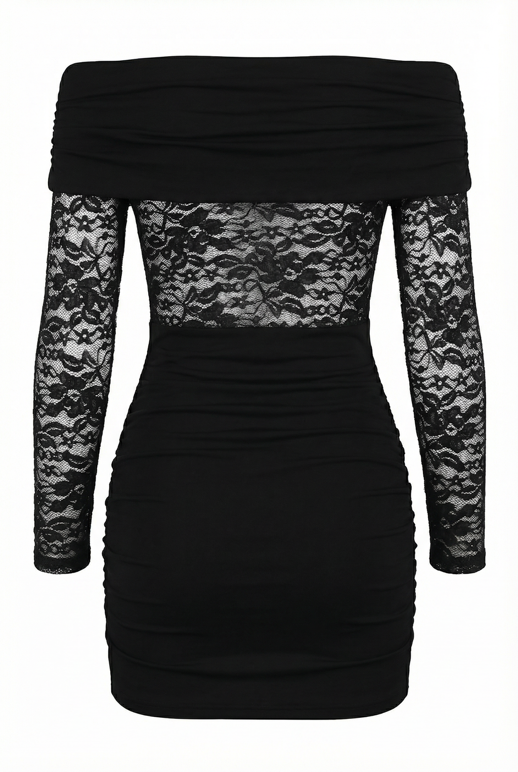 A&A Aveline Off Shoulder Lace Draped Bodycon Mini Dress