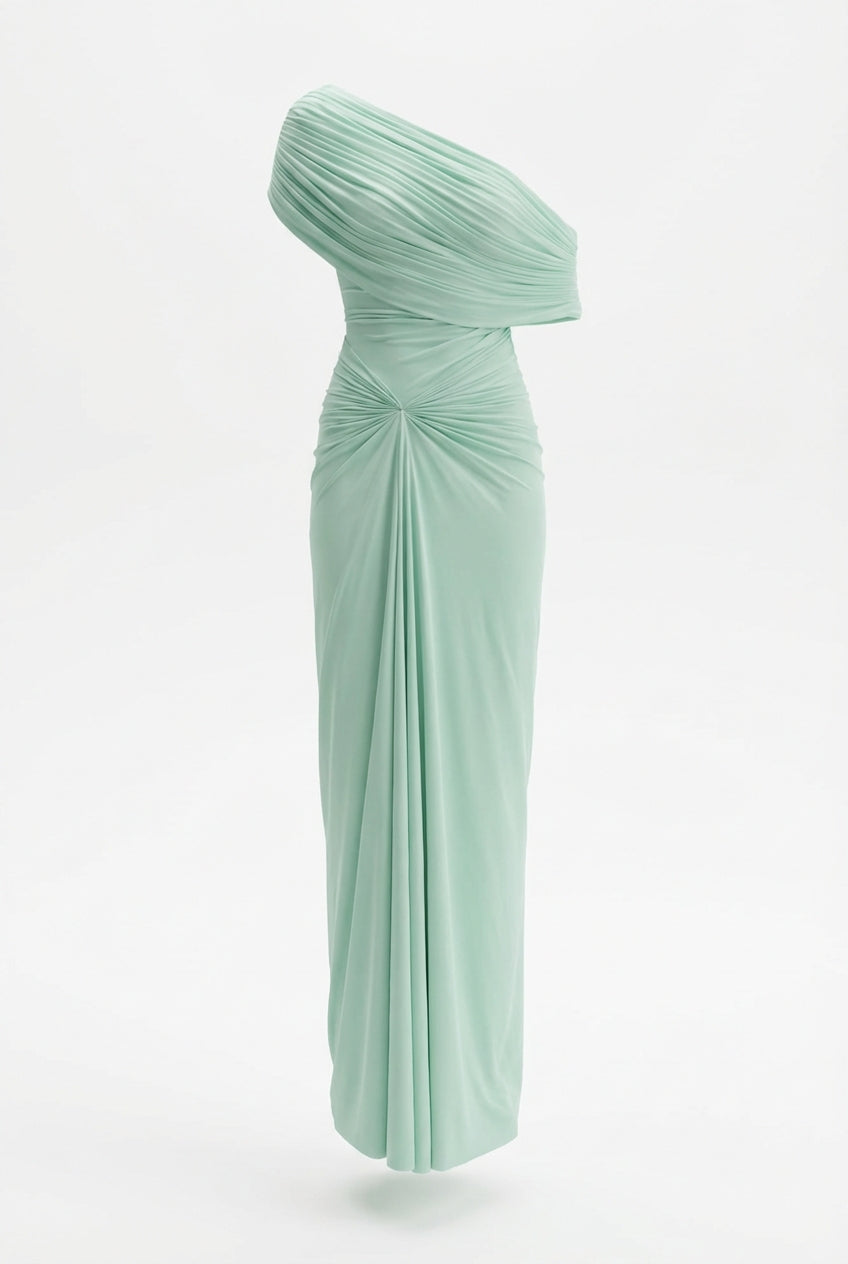 A&A Briar Off Shoulder Draped Maxi Bodycon Dress